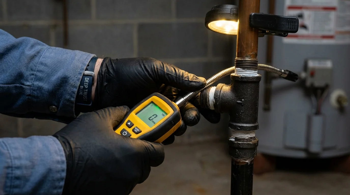 Gas leak detection with electronic sniffer by Johns Plumbing LLC in Mullins